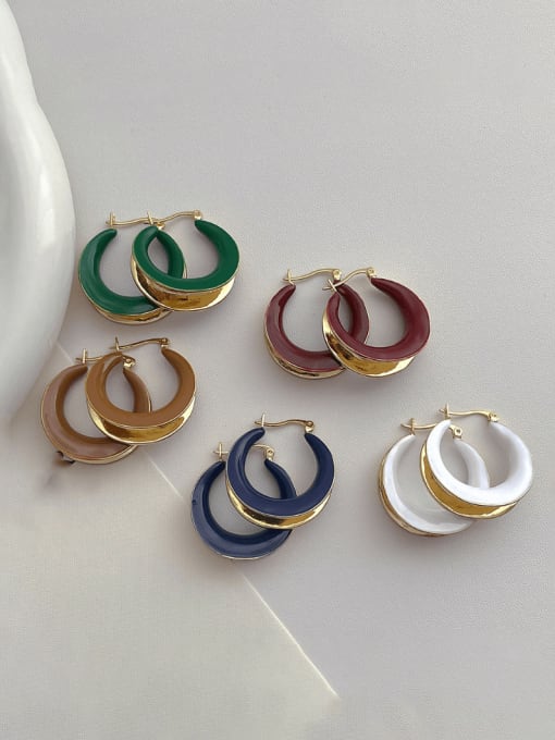 YOUH Brass Enamel Geometric Minimalist Huggie Earring 0