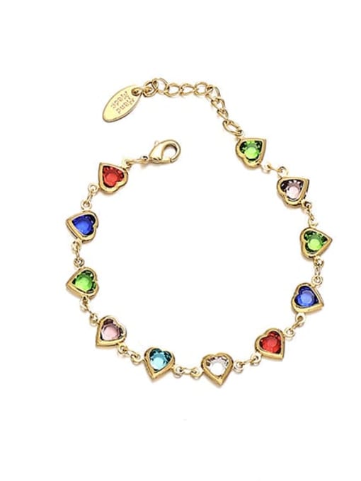 Great Love Gold Bracelet Brass Glass Stone Heart Minimalist Necklace