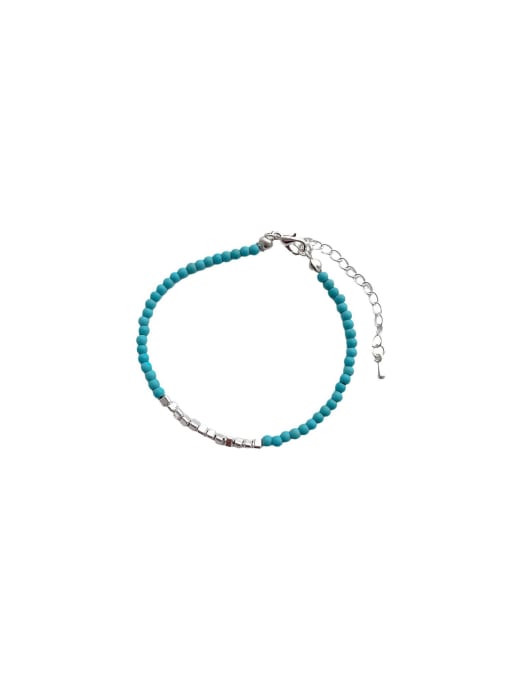 ZRUI Trend Geometric Brass Turquoise Ring Bracelet and Necklace Set 0