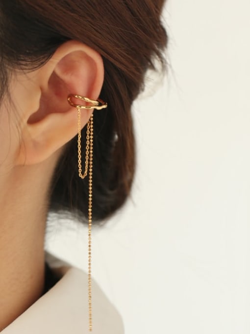 ACCA Brass Tassel Vintage Simple geometric multi-layer line tassel ear bone clip  Single Earring 1