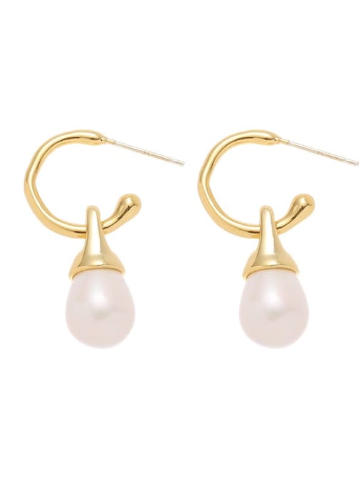 Pearl pendant earrings Brass Imitation Pearl Water Drop Minimalist Drop Earring