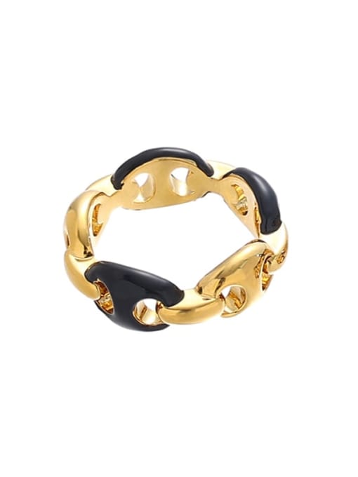 Option 1 Brass Enamel Geometric Hip Hop Band Ring