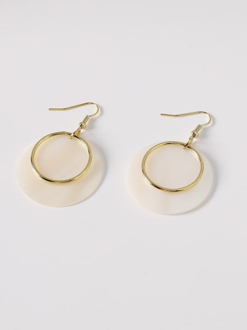 14k Gold Brass Shell Geometric Minimalist Hook Trend Korean Fashion Earring