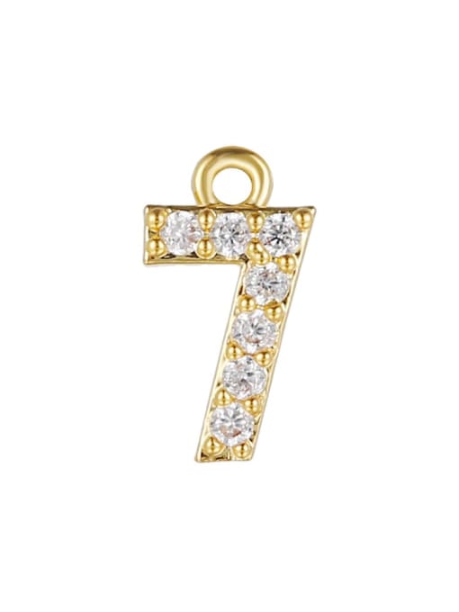 DZ00054 Gold Brass Cubic Zirconia Number Minimalist Single Pendant