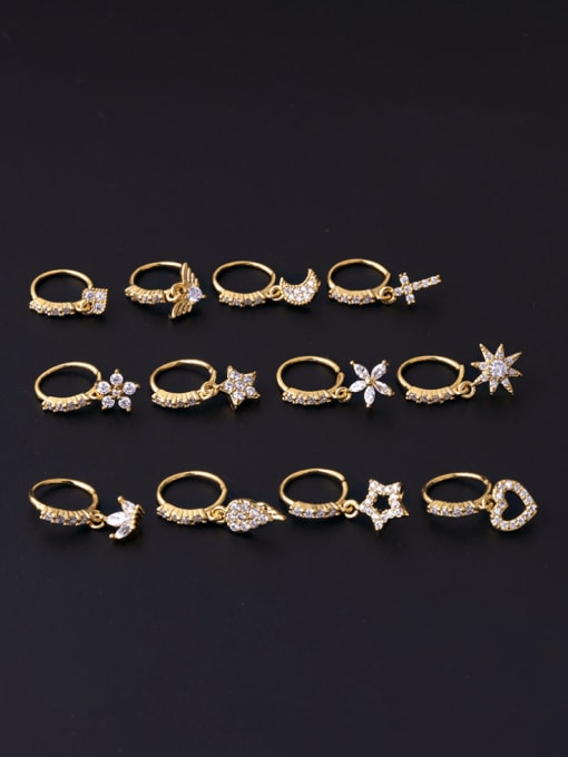 HISON Brass Cubic Zirconia Star Hip Hop Nose Rings 2