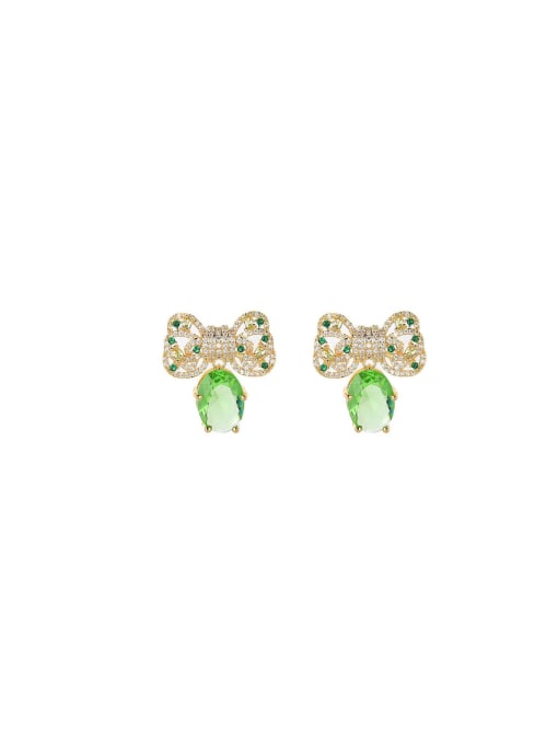 OUOU Brass Cubic Zirconia Bowknot Dainty Stud Earring