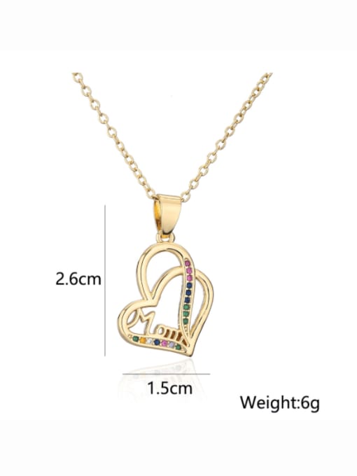 AOG Brass Cubic Zirconia  Dainty  Heart Letter MOM Pendant Necklace 4