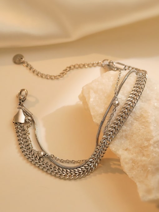 AOG Titanium Steel Double Layer Chain Minimalist Strand Bracelet 1