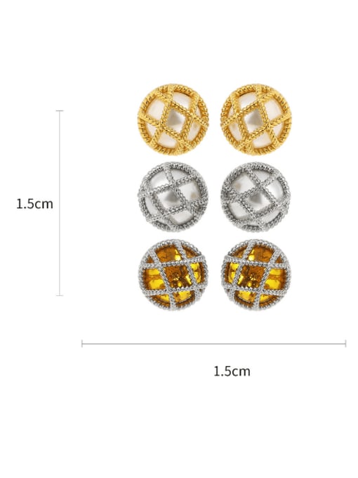 Five Color Brass Cubic Zirconia Geometric Vintage Stud Earring 2