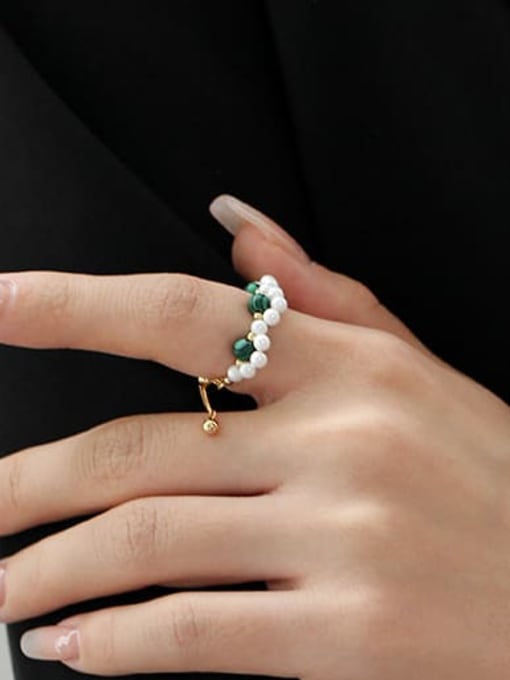 ACCA Brass Imitation Pearl Irregular Bohemia Bead Ring 1