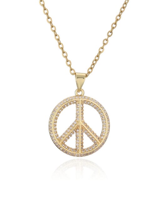 Peace symbol Brass Cubic Zirconia Minimalist Heart  Pendant Necklace