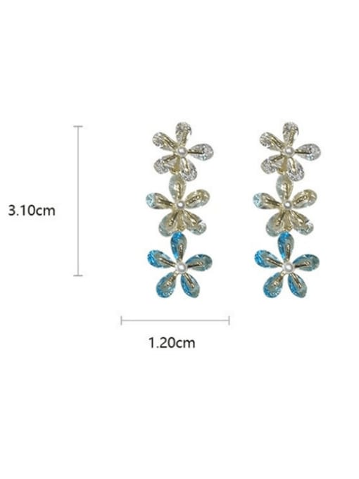 YOUH Brass Cubic Zirconia Flower Dainty Drop Earring 4