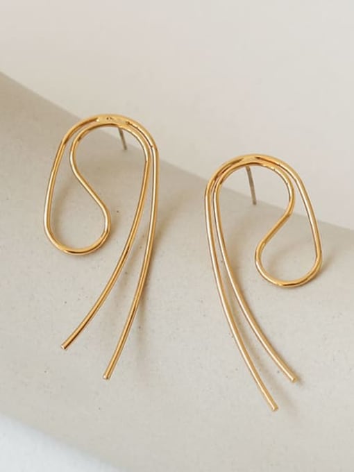 ACCA Brass Geometric Vintage Curved lines Drop Earring 2