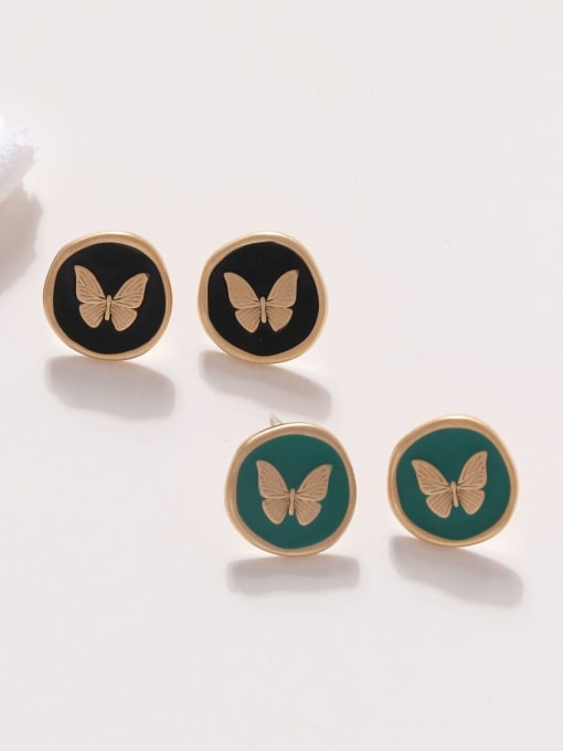HYACINTH Brass Enamel Butterfly Vintage Stud Earring 3