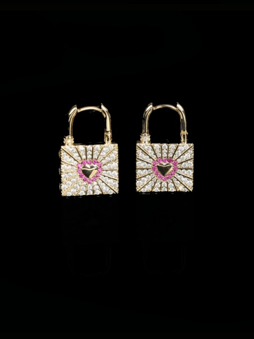 OUOU Brass Cubic Zirconia Locket Luxury Cluster Earring 1