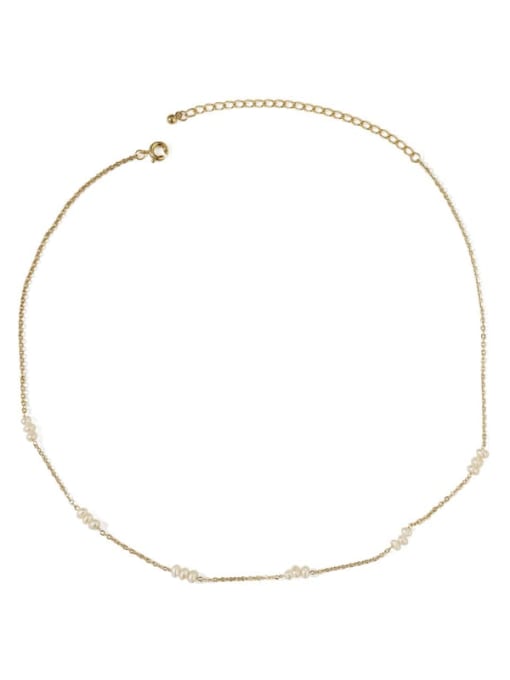 ACCA Brass Freshwater Pearl Irregular Minimalist Necklace 3