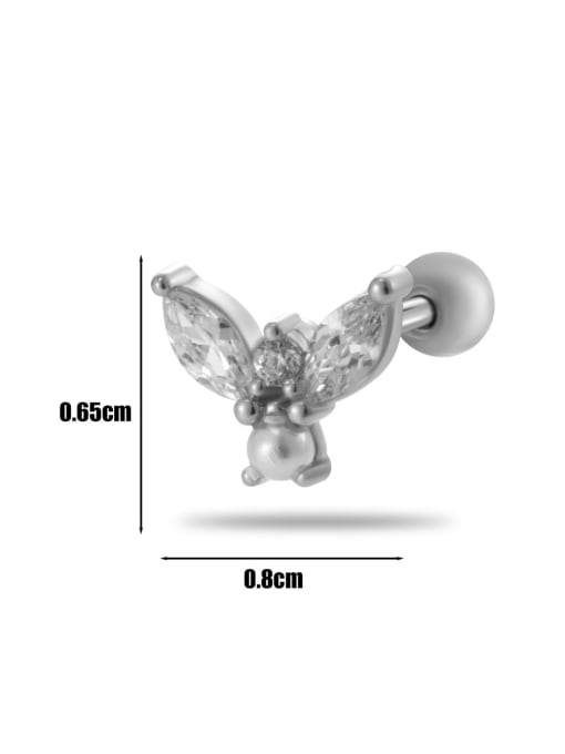 1# platinum--Single Brass Cubic Zirconia Bowknot Tassel Trend Single Earring