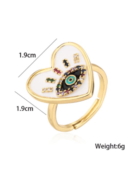 AOG Brass Enamel Cubic Zirconia Heart Vintage Band Ring 3