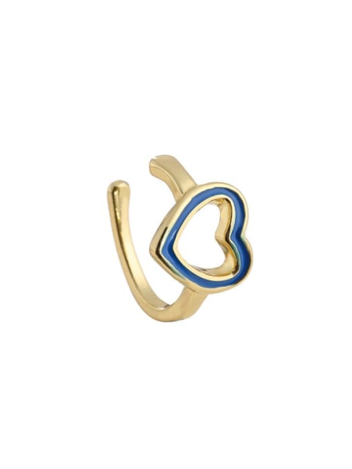 40703 Brass Enamel Heart Minimalist Single Ear clip (Single Only One)