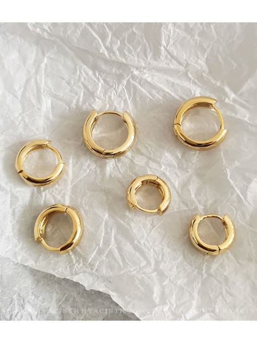 14K gold small Copper Geometric Minimalist Huggie Trend Korean Fashion Earring