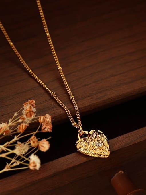 Five Color Brass  Cubic Zirconia Heart Vintage Necklace 3