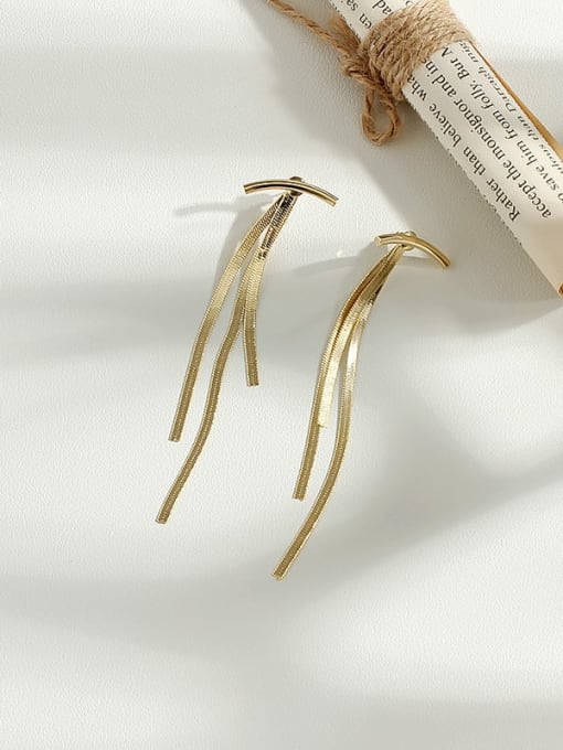 HYACINTH Copper Minimalist Fashionable  Tassel  long Drop Trend Korean Fashion Earring 2