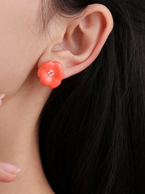 TINGS Alloy Enamel Flower Minimalist Stud Earring 2