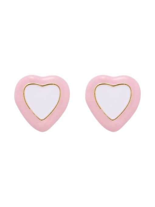 Five Color Brass Enamel Heart Minimalist Stud Earring