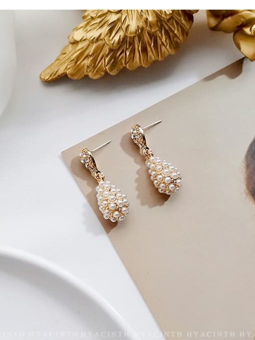HYACINTH Copper Imitation Pearl Water Drop Dainty Drop Trend Korean Fashion Earring 3