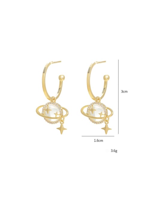 YOUH Brass Cubic Zirconia Star Trend Drop Earring 2