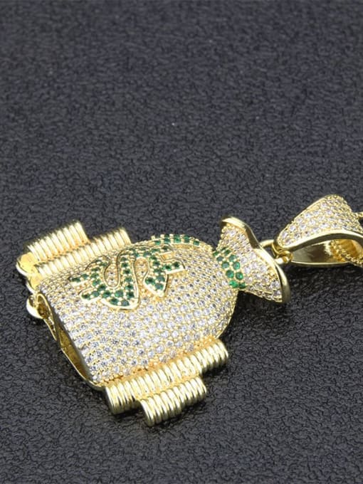 renchi Brass Cubic Zirconia  Dainty  Money bag pendant  Necklace 1