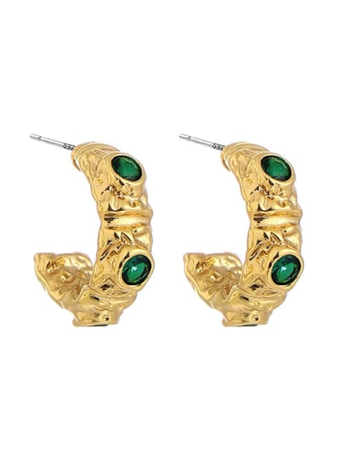 Green zirconium style Brass Cubic Zirconia Geometric Vintage Stud Earring