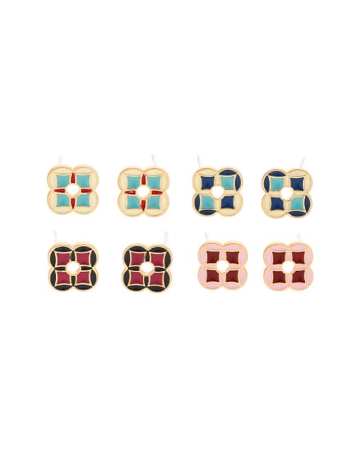 ACCA Brass Enamel Geometric Ethnic Stud Earring 2