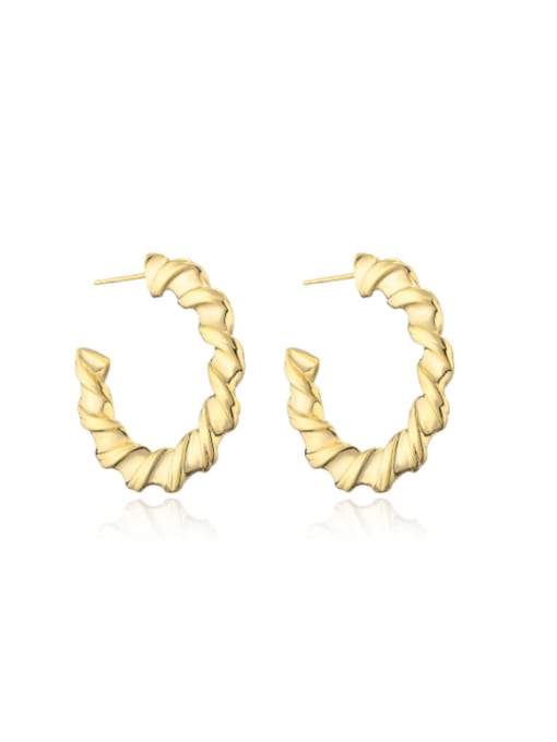 41759 Brass Geometric Minimalist Huggie Earring