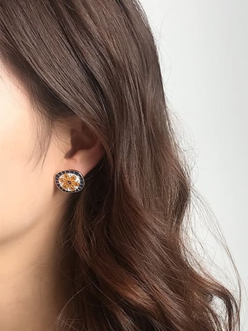 Five Color Alloy Enamel Round Cute Stud Earring 1