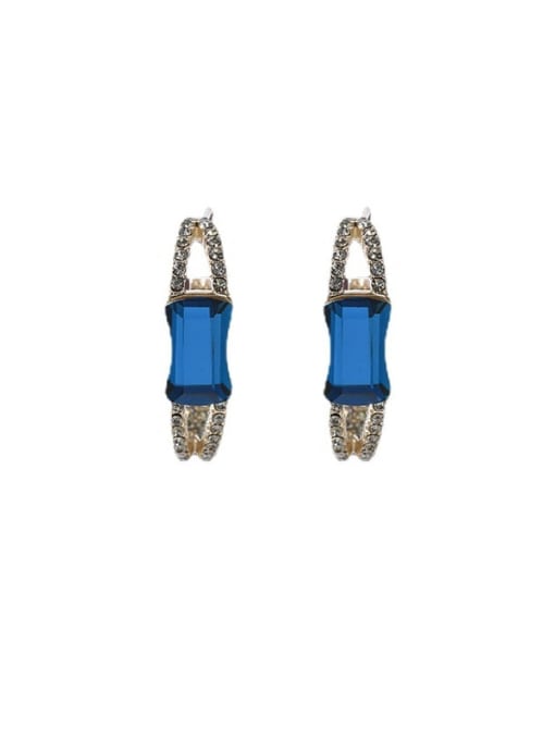 Blue arpin Brass Cubic Zirconia Geometric Vintage Stud Earring