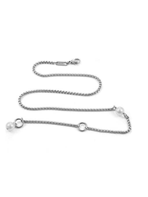 Titanium steel necklace Titanium Steel Imitation Pearl Geometric Hip Hop Necklace