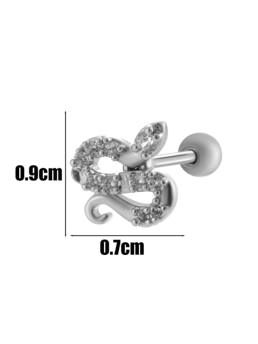 6  # Platinum--Single Brass Cubic Zirconia Bowknot Minimalist Single Earring