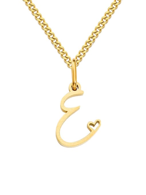 E Gold Stainless steel Letter Minimalist Necklace