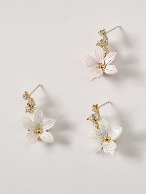 HYACINTH Brass Enamel Flower Cute Drop Trend Korean Fashion Earring 2