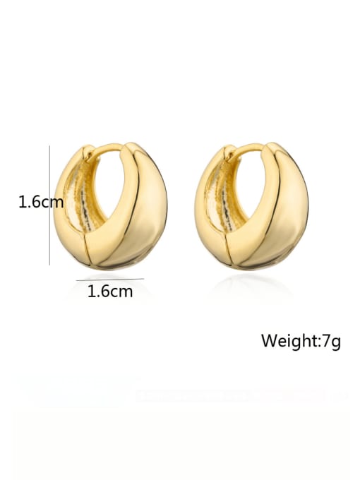 AOG Brass Smooth  Geometric Minimalist Huggie Earring 1