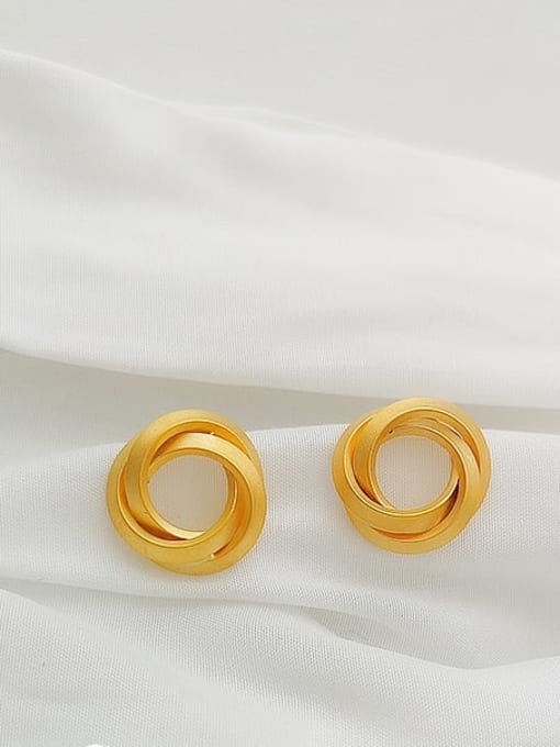 Dumb gold Copper Round Minimalist Stud Trend Korean Fashion Earring