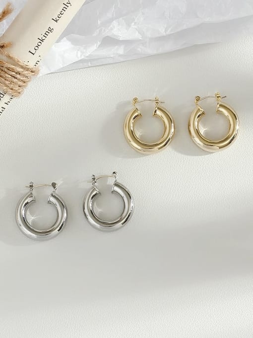 HYACINTH Copper Hollow  Round Minimalist Huggie Trend Korean Fashion Earring 1