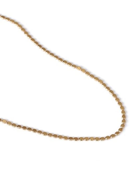 Gold flat bead chain Brass Freshwater Pearl Geometric Bohemia Beaded Necklace