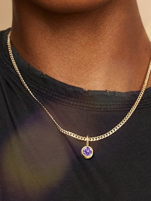 Desoto Stainless steel Birthstone Geometric Minimalist Necklace 1