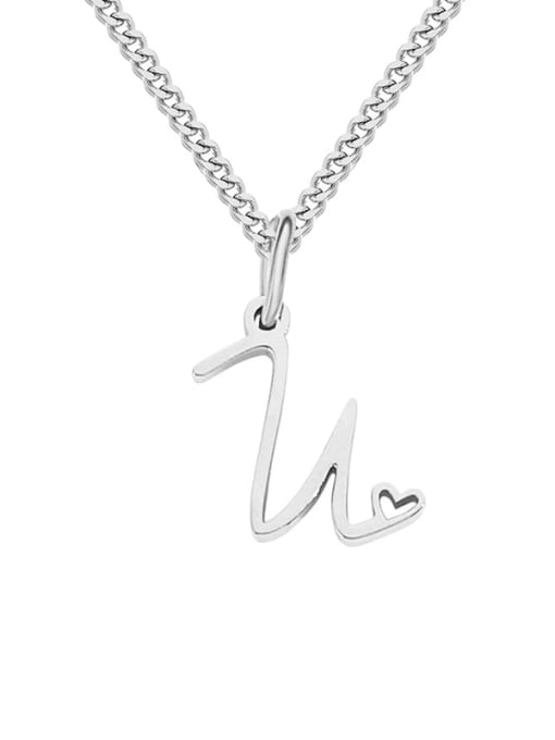 U  steel color Stainless steel Letter Minimalist Necklace