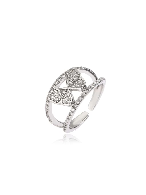 AOG Brass Cubic Zirconia Butterfly Dainty Band Ring