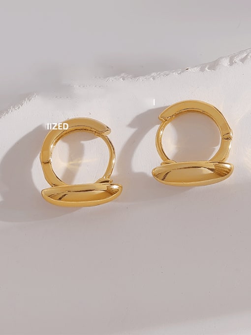14k Gold Brass Geometric Minimalist Huggie Earring