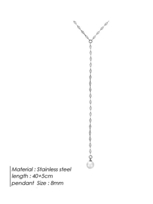 Steel color Titanium Steel Tassel Minimalist Lariat Necklace