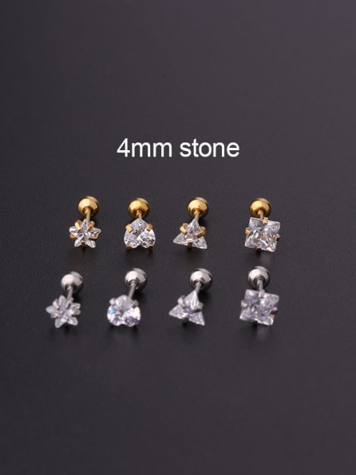 HISON Titanium Steel Cubic Zirconia Star Minimalist Stud Earring(Single Only One) 2